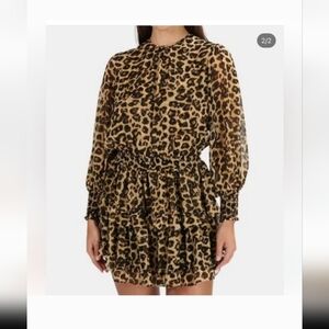 MISA LOS ANGELES LEOPARD PRINT MINI DRESS. SIZE M.